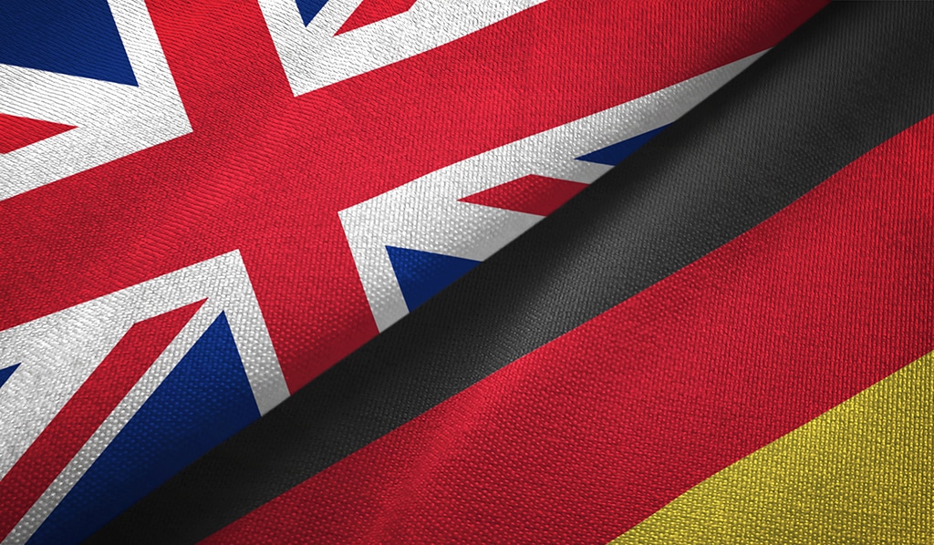 Flaggen Groß Britannien und Deutschland